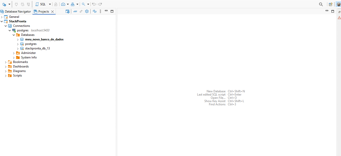 Executando scripts no banco de dados postgres