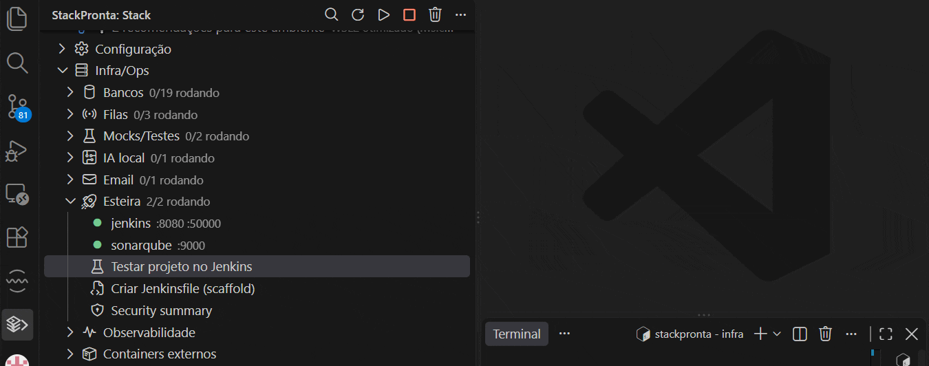Validação do código rodando no VS Code