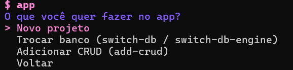 Versão terminal app